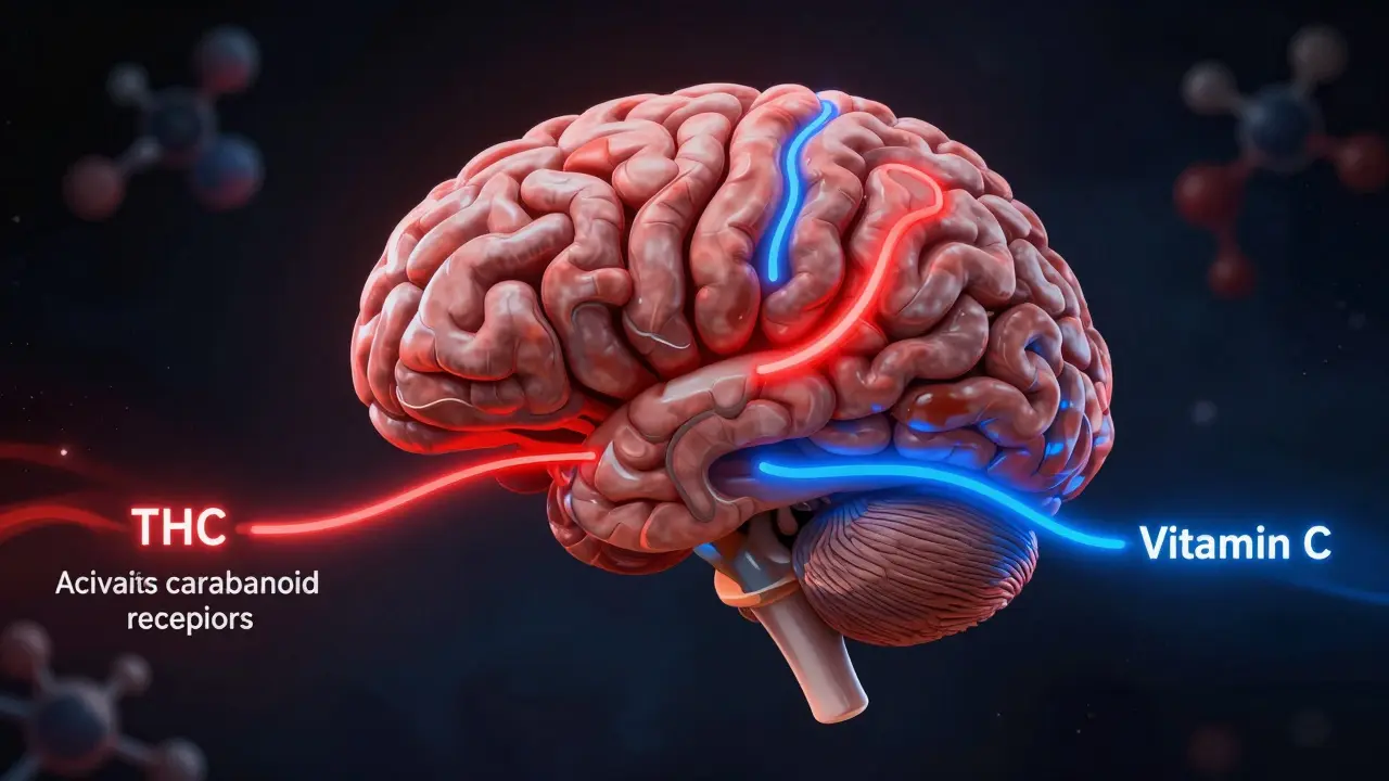 Koncepční obrázek mozku s dvěma nezávislými biochemickými cestami.