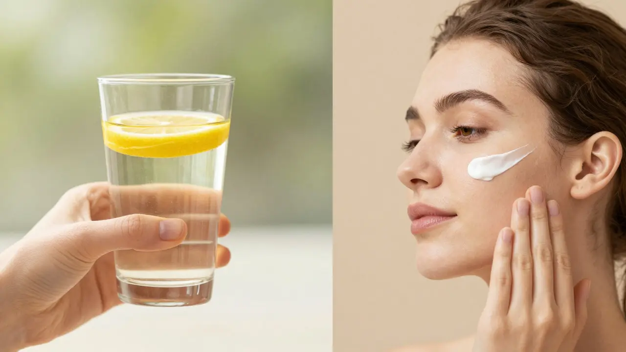 Kombinace pití citronové vody a aplikace CBD krému