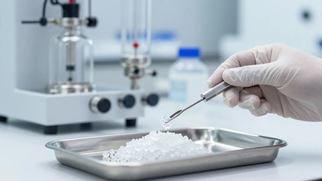 Laboratorní prostředí s čistým CBD shatterem a extrakční technikou