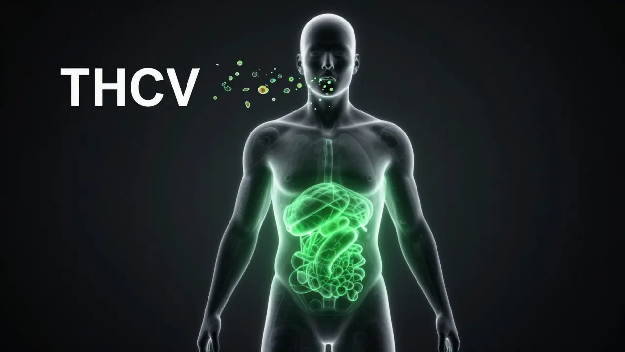 Abstraktní vizualizace potlačení chuti k jídlu u THCV