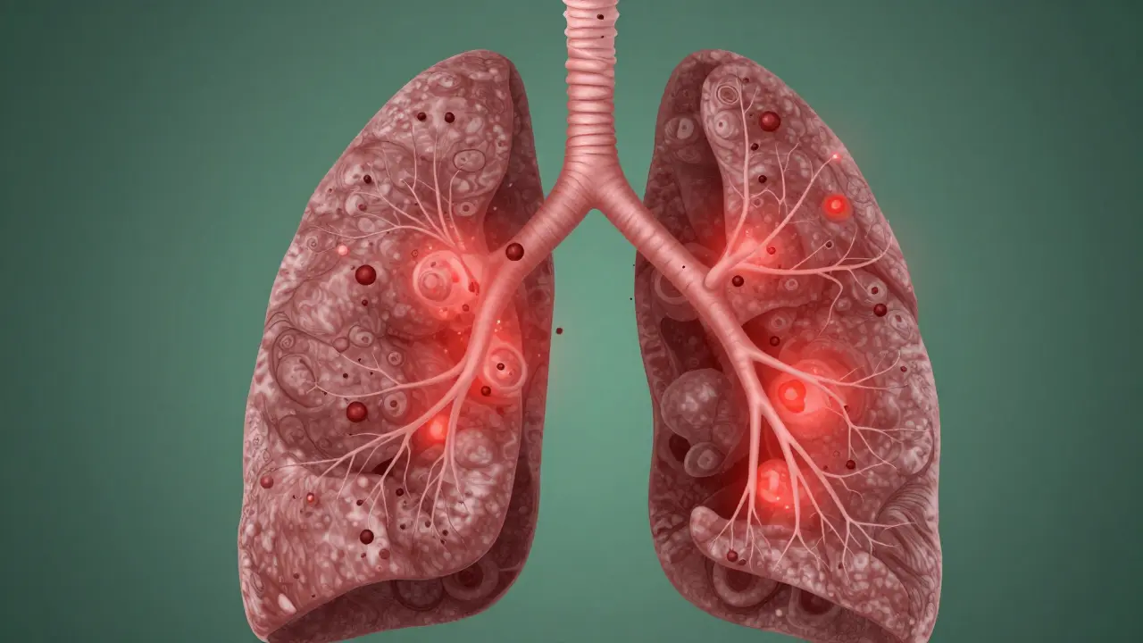 Ilustrace poškození plic ultrajemnými částicemi z inhalačních koncentrátů