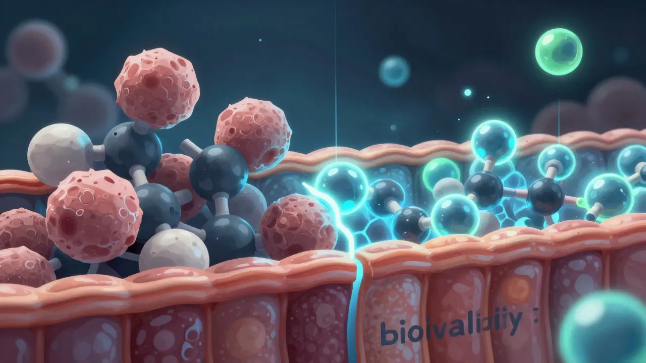 Ilustrace prokazující rozdílnou biologickou dostupnost molekul CBD