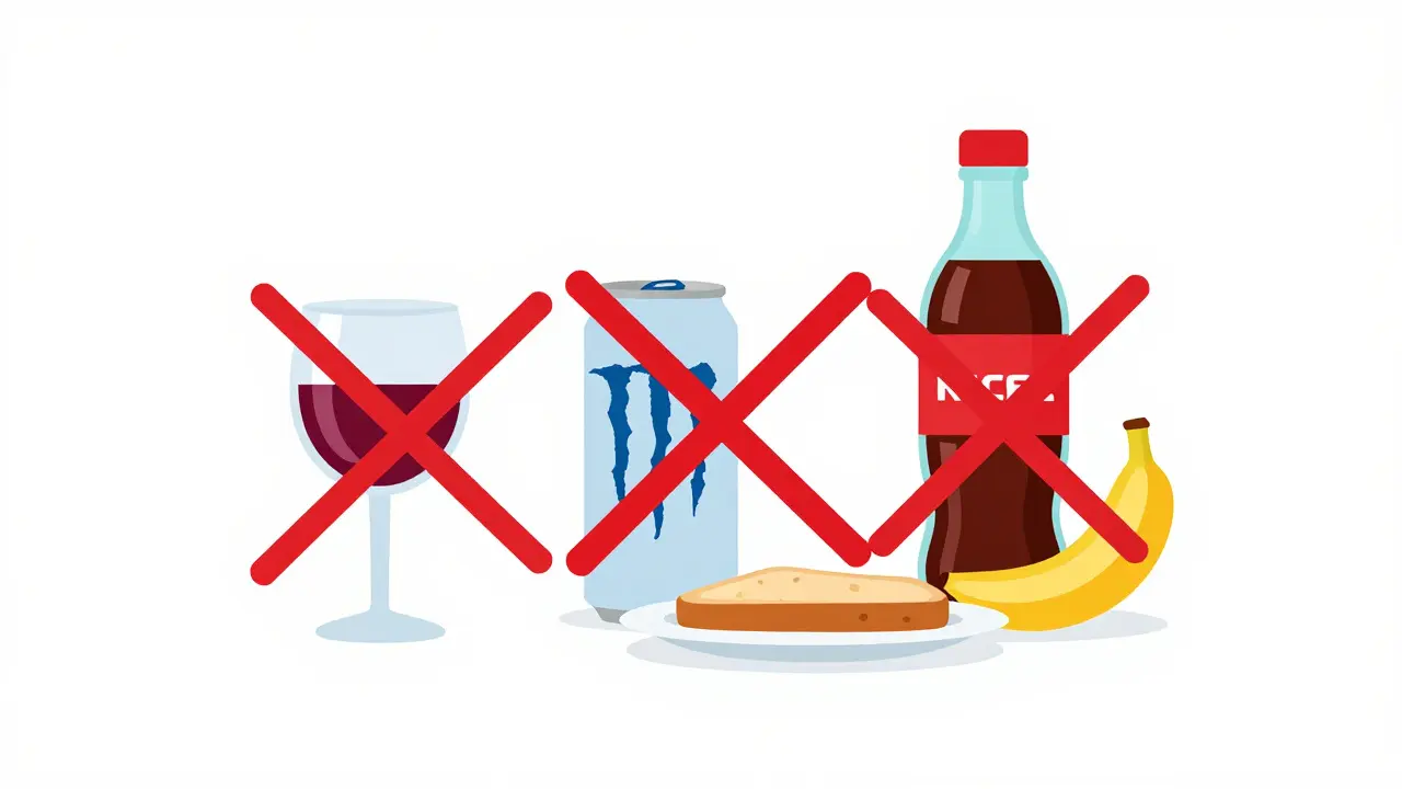 Ilustrace zakázaných nápojů: alkohol, energetiky a slazené limonády