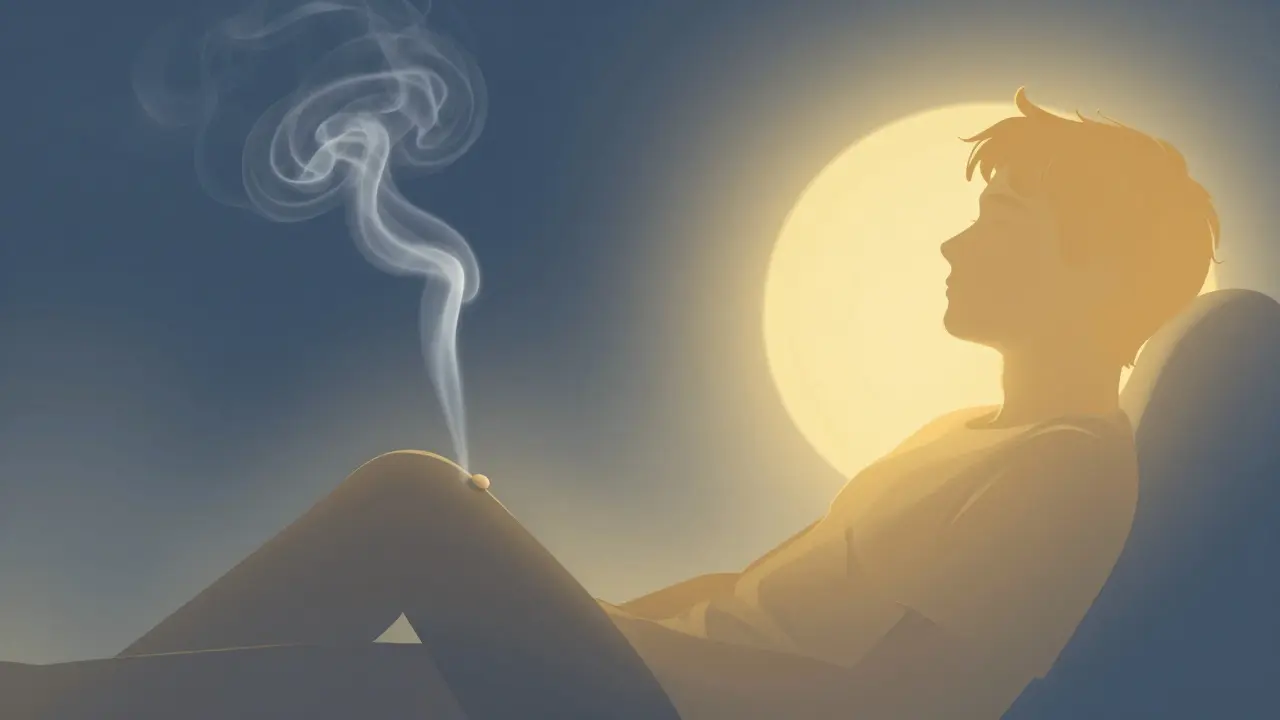 Konceptuální ilustrace srovnávající kouření a účinky žvýkaček