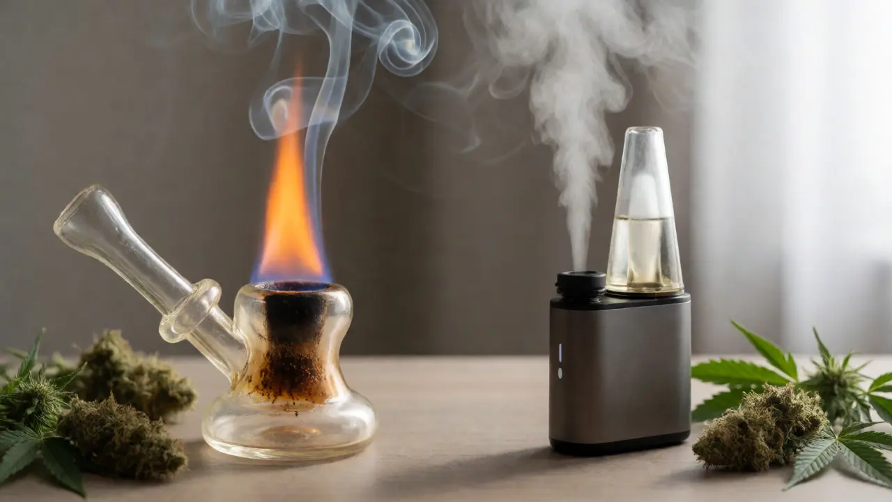 Porovnání kouření CBD květu s plamenem a vaporizace s čistou párou