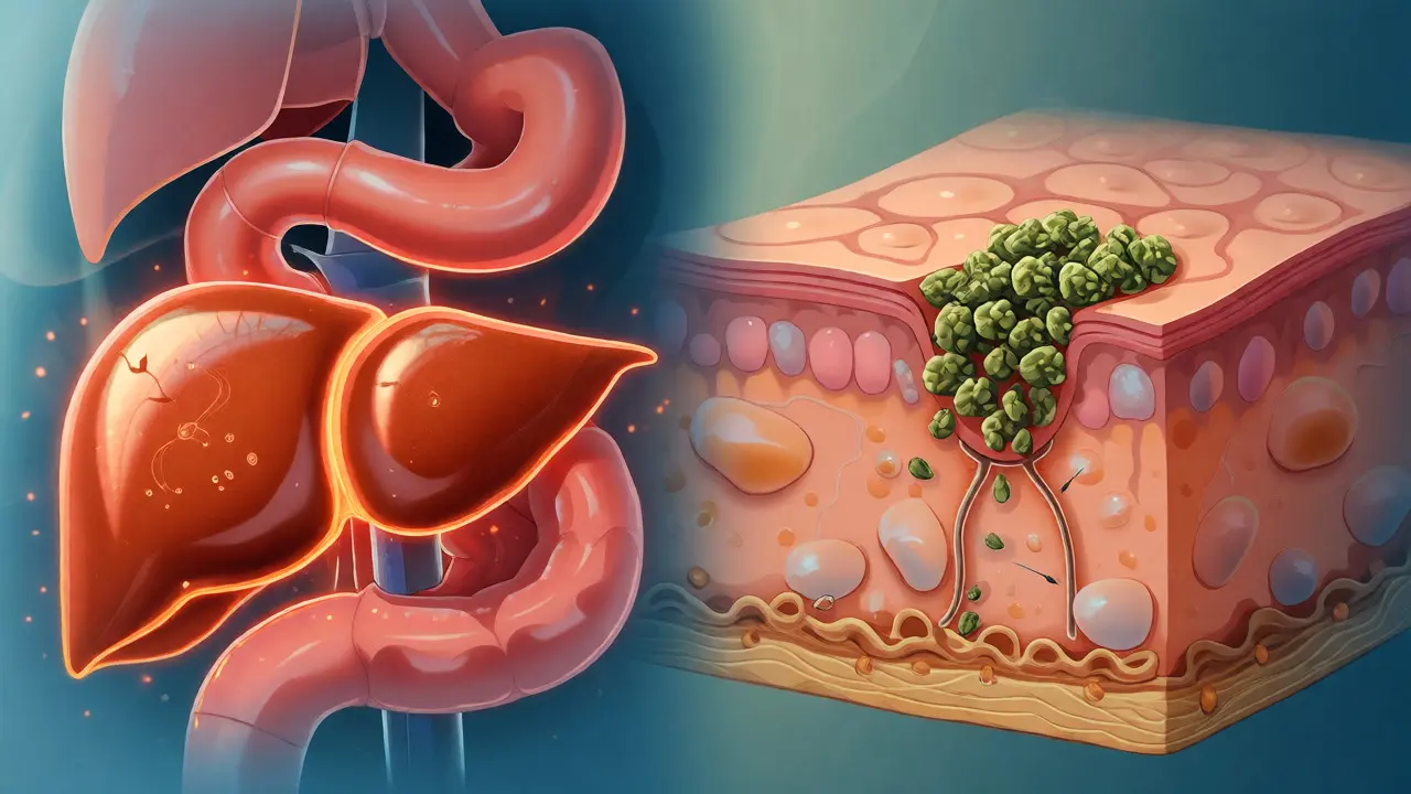Anatomické znázornění cesty CBD přes játra versus lokální aplikace na kůži